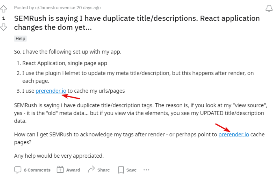 A forum backlink example from Reddit