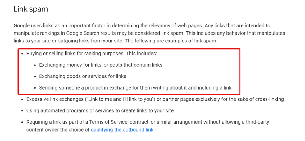 Google's link spam policies