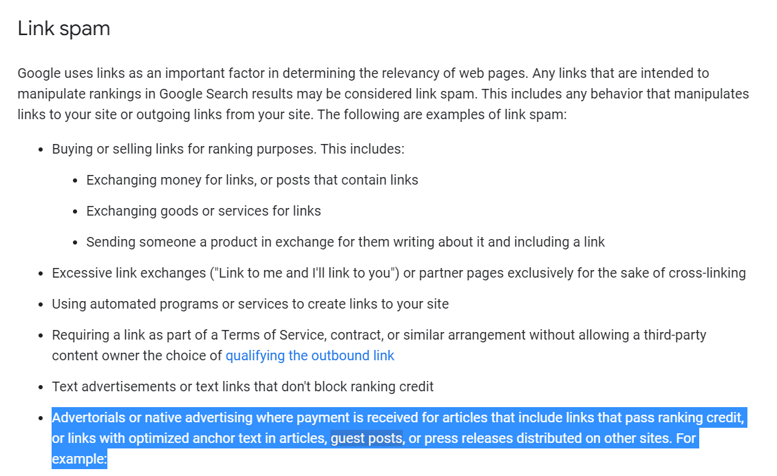 Google advises against paid guest posts