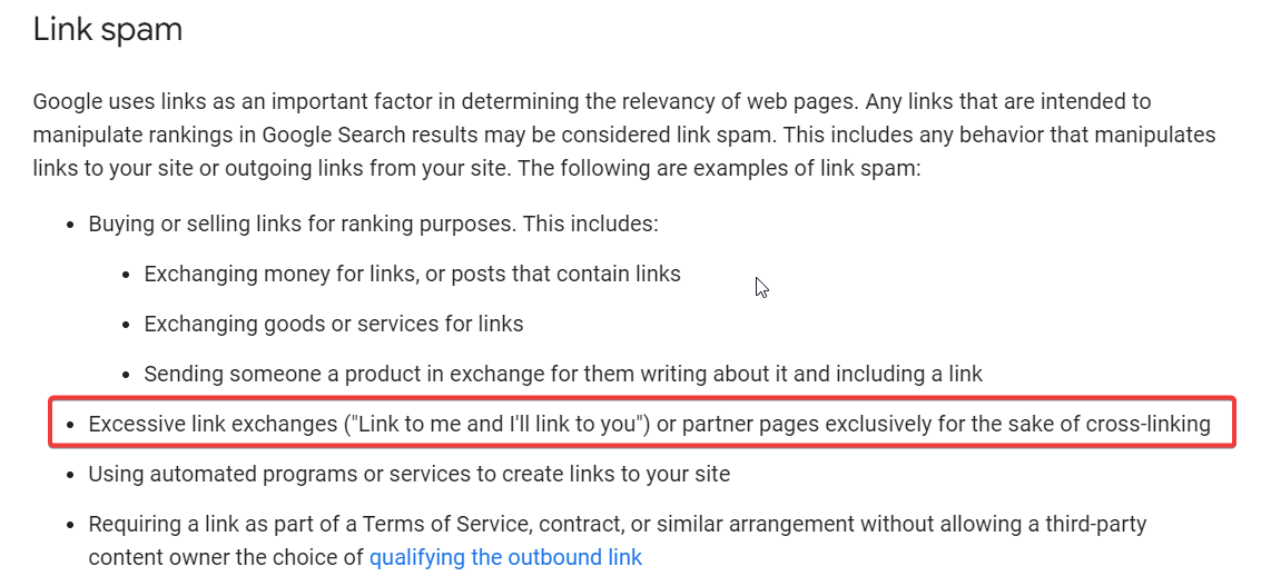 Google Webmaster Guidelines regarding spam