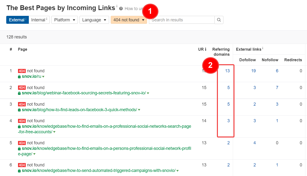 How to find broken links with Ahrefs