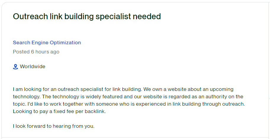 A poor link building job description