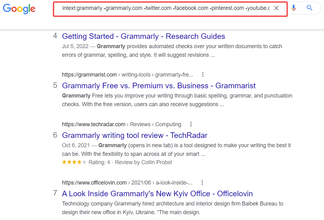 Finding unlinked brand mentions via search operator in Google