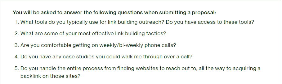 Qualification questions for hiring link builders